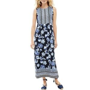 J Jill Navy Blue Floral Maxi Dress size XS